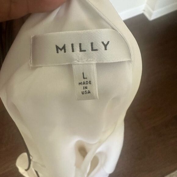 Milly White Silk Tunic Style Blouse L - Picture 5 of 6